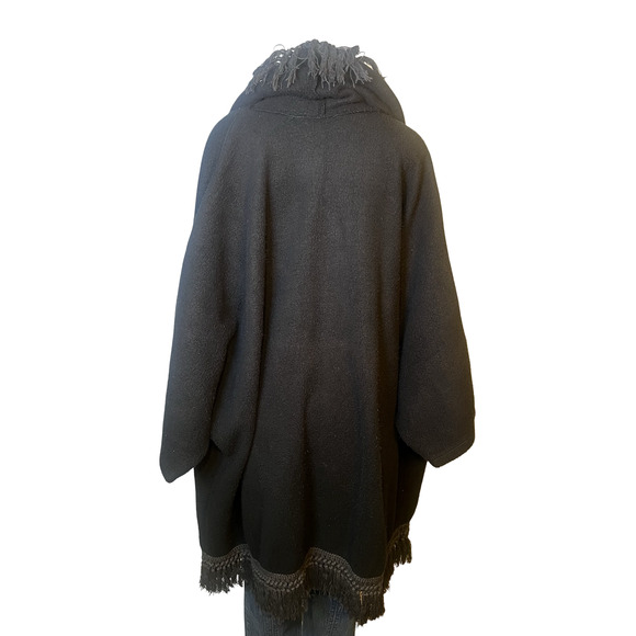 Vintage Kathleen for Sweet Herb Poncho Sleeves Womens One Size Fringe USA 90s - Picture 3 of 9